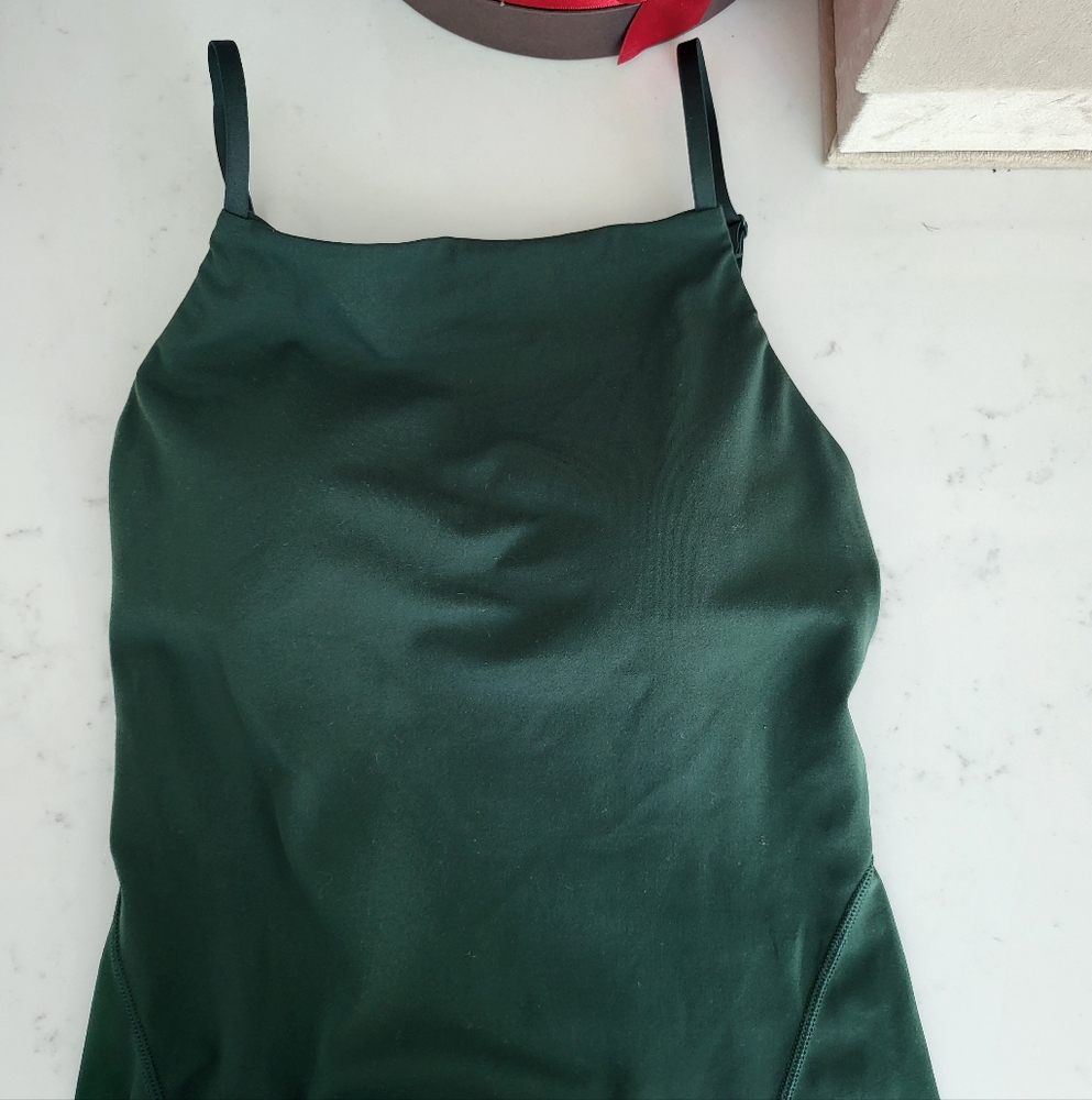 Dark Green Sleeveless Cami Top Built In Bra